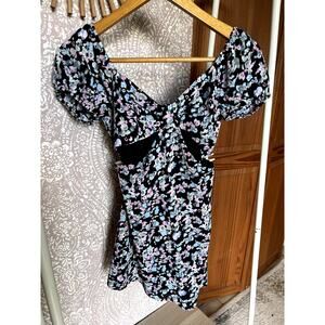 Luvalot Black Blue Pink Floral Flirty Cut Out Open Back Mini‎ Going Out Dress